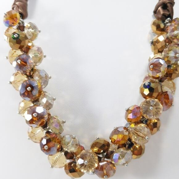 Ali Khan Crystal Topaz Faceted Bead Ribbon Necklace - 22 Inches - Picture 3 of 8
